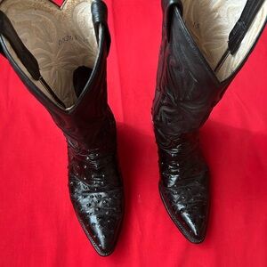Rancho Black Ostrich Cowboy Boots